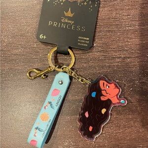 Disney Princess Keychain with Gold Clip and Blue Strap